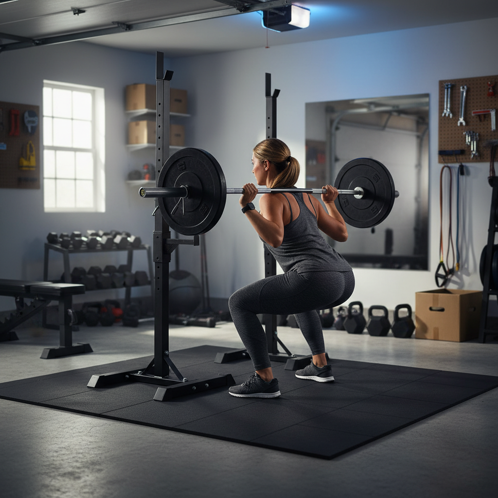 Heavy Duty Adjustable Squat Stand for Home Gym - Compact Design with 250kg Capacity and Adjustable Height from 110cm to 180cm