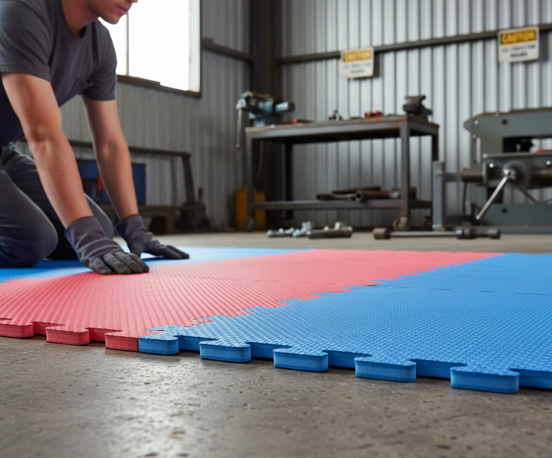 Premium 20mm x 1m x 1m High Grip Jigsaw Mats for Karate, Kickboxing, and Taekwondo with Reversible Bi-Tone Design