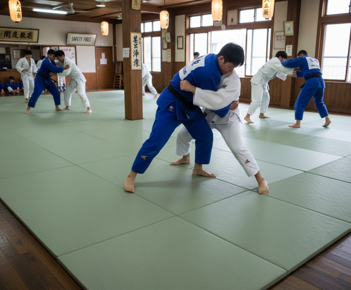 Premium Green Judo Mat 2m x 1m x 40mm with High Shock Absorption and Anti-Slip Base for Safe Training