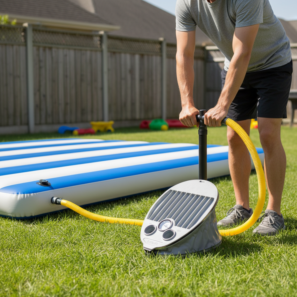 Premium 8M Foot Pump - High-Performance Inflator for Air Tracks and Gymnastics Inflatables with Built-in Gauge and Durable Construction