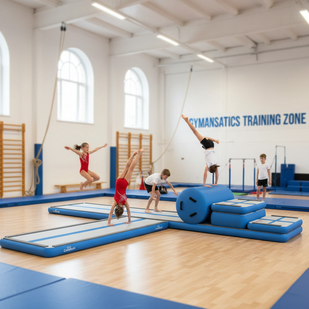 Premium Air Track Pro Training Set - Includes Air Floor, Boards, and Block for Versatile Training in Pink or Blue