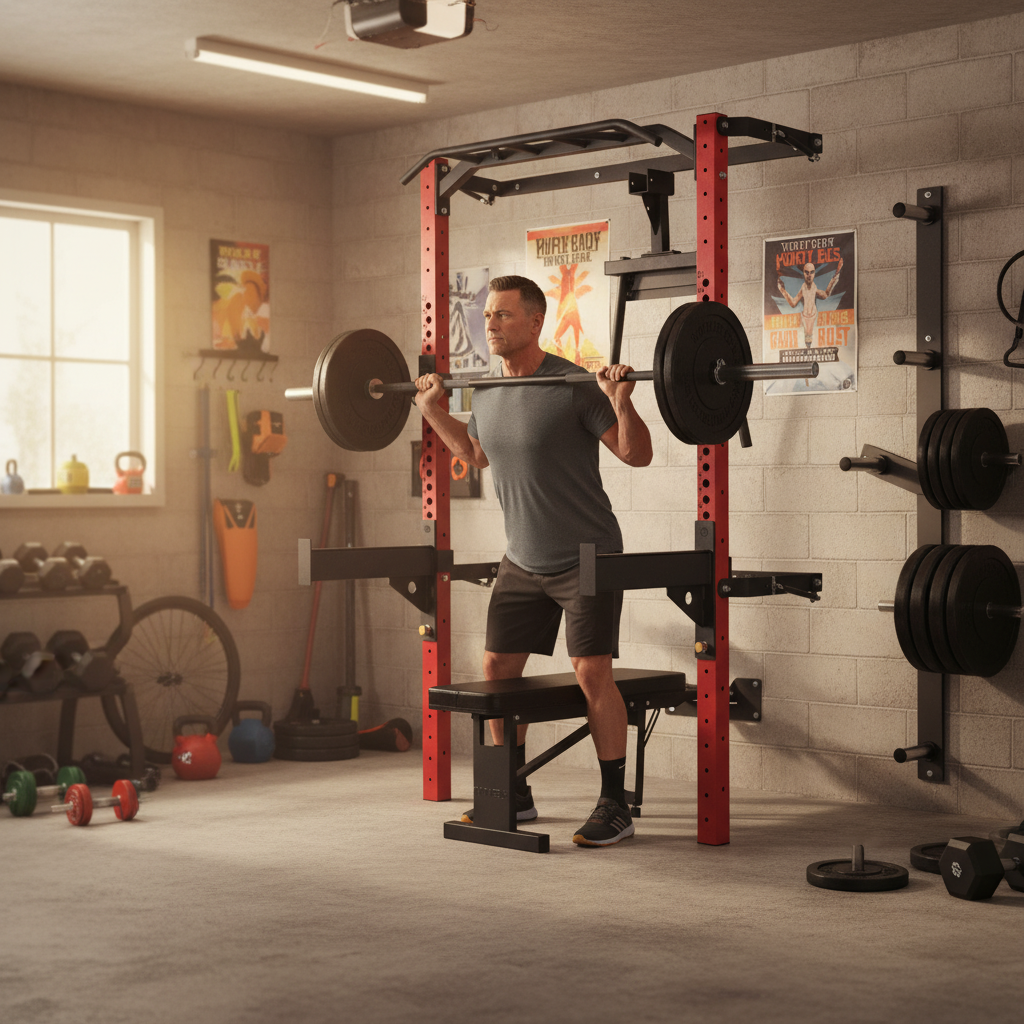 Professional Compact Gym Set with Folding Rack, Multi-Functional Strength Training Solution, Space-Saving Design for Small Areas