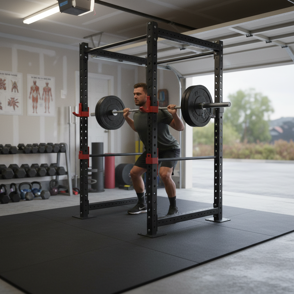 Premium Heavy Duty Garage Power Rack - 11 Gauge Steel, 210cm Height for Home Gym Space Optimization