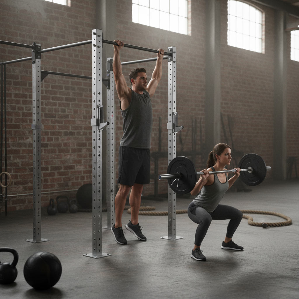 Premium Heavy Duty Wall Mounted Gym Rigs - Modular Design with Adjustable Squat Bays and Durable Stainless Steel Construction