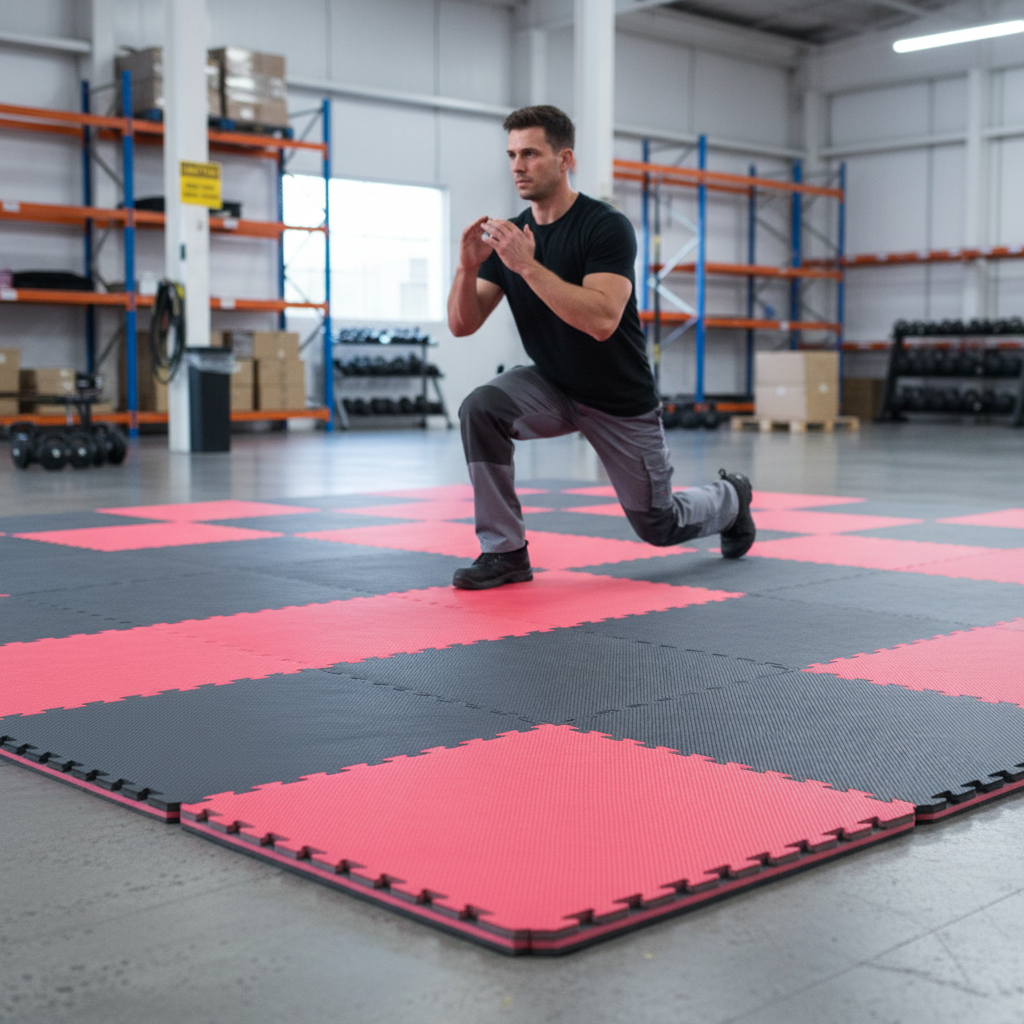 Premium Heavy Duty Reversible Jigsaw Mats 40mm Thick - Red & Black 1m x 1m for Training and Exercise