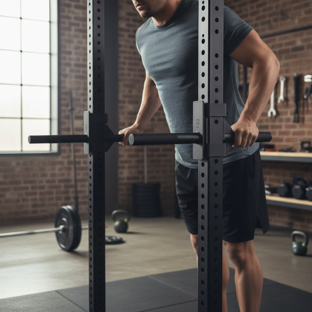 Heavy Duty Commercial Dip Bars for 75mm Rack with Padded Inserts for Stability and Knurled Grip