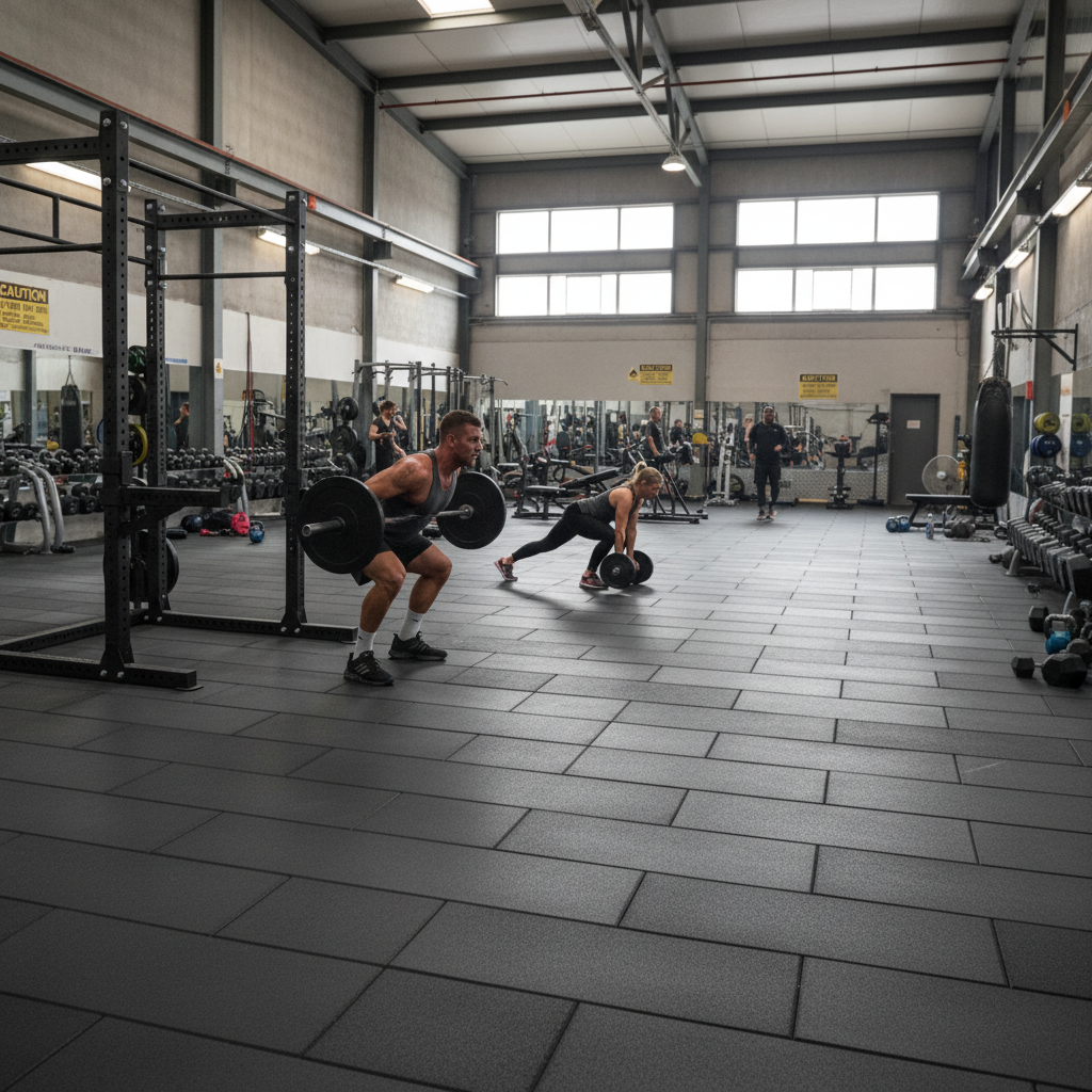 Premium Heavy Duty Rubber Gym Flooring Tiles 100cm x 50cm - Non-Slip, VOC Tested, Ideal for Weightlifting & CrossFit