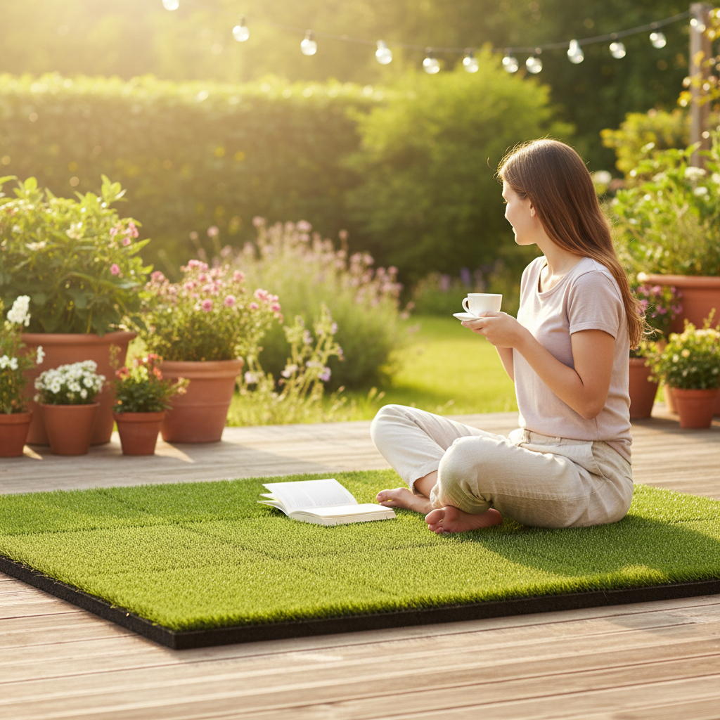 Premium Artificial Grass Rubber Floor Tiles 1m x 1m x 40mm - Easy Installation, Heavy Duty, Eco-Friendly, Non-Toxic, and Maintenance-Free Garden Solution