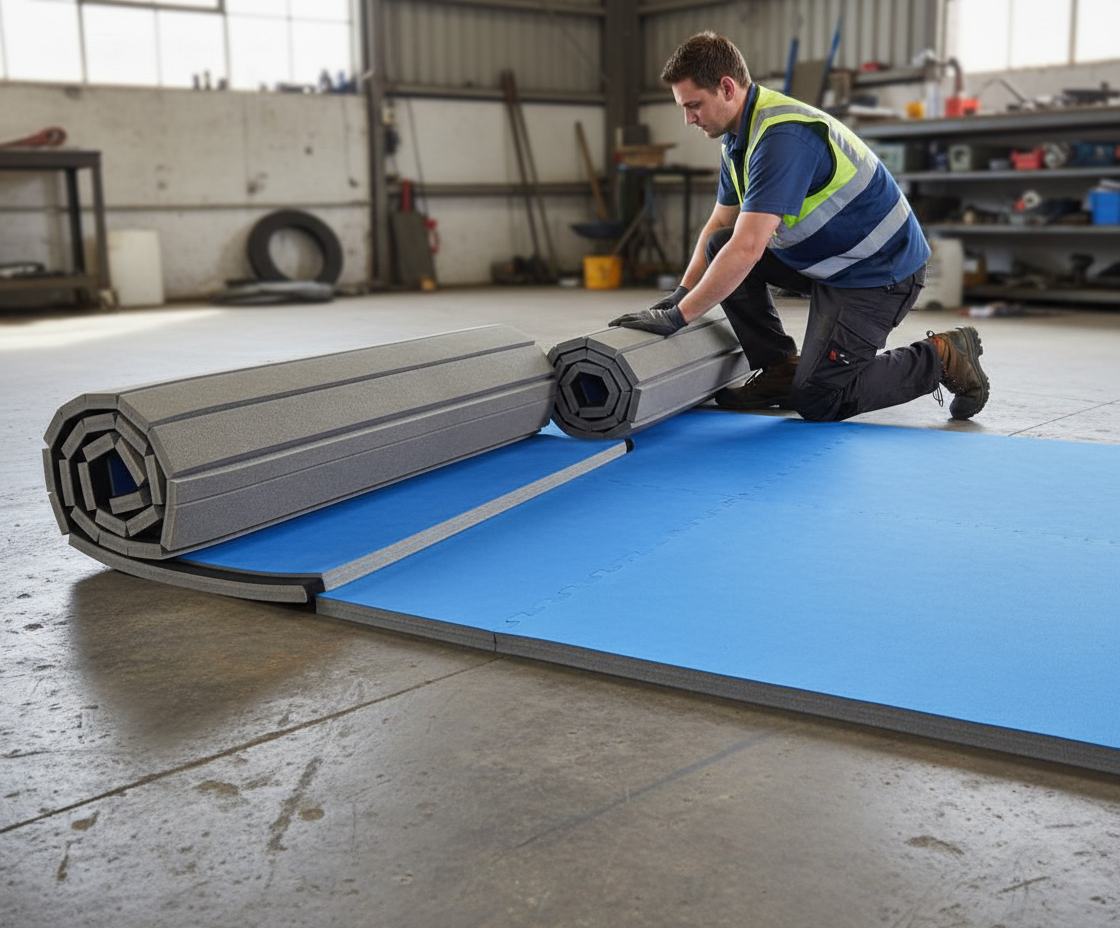 Premium Heavy Duty Roll Out Mats 3m x 1.5m x 40mm with Velcro for MMA Flooring - High-Quality Professional Grade for Industrial and Commercial Appl...