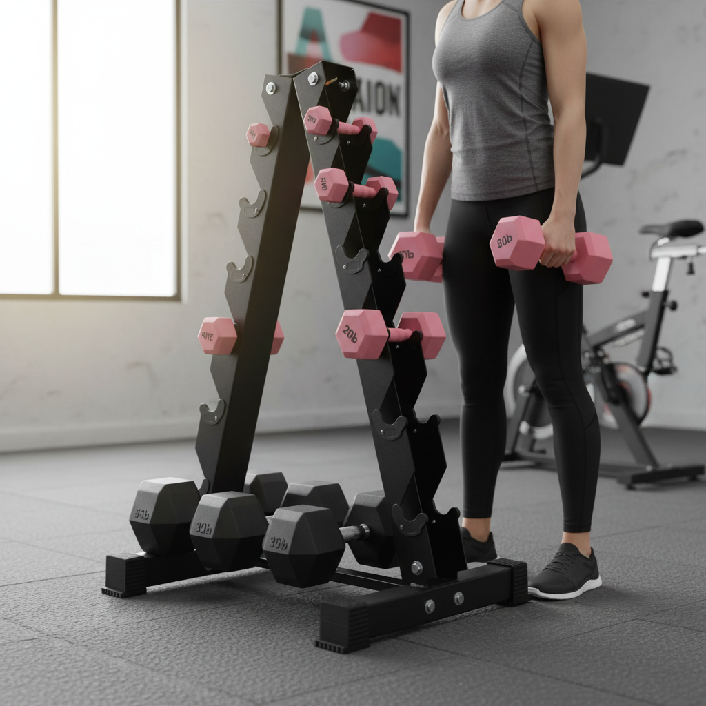 Premium Compact Dumbbell Tree Rack for Hex Dumbbell Sets - 10 Pair and 6 Pair Options with Durable Construction