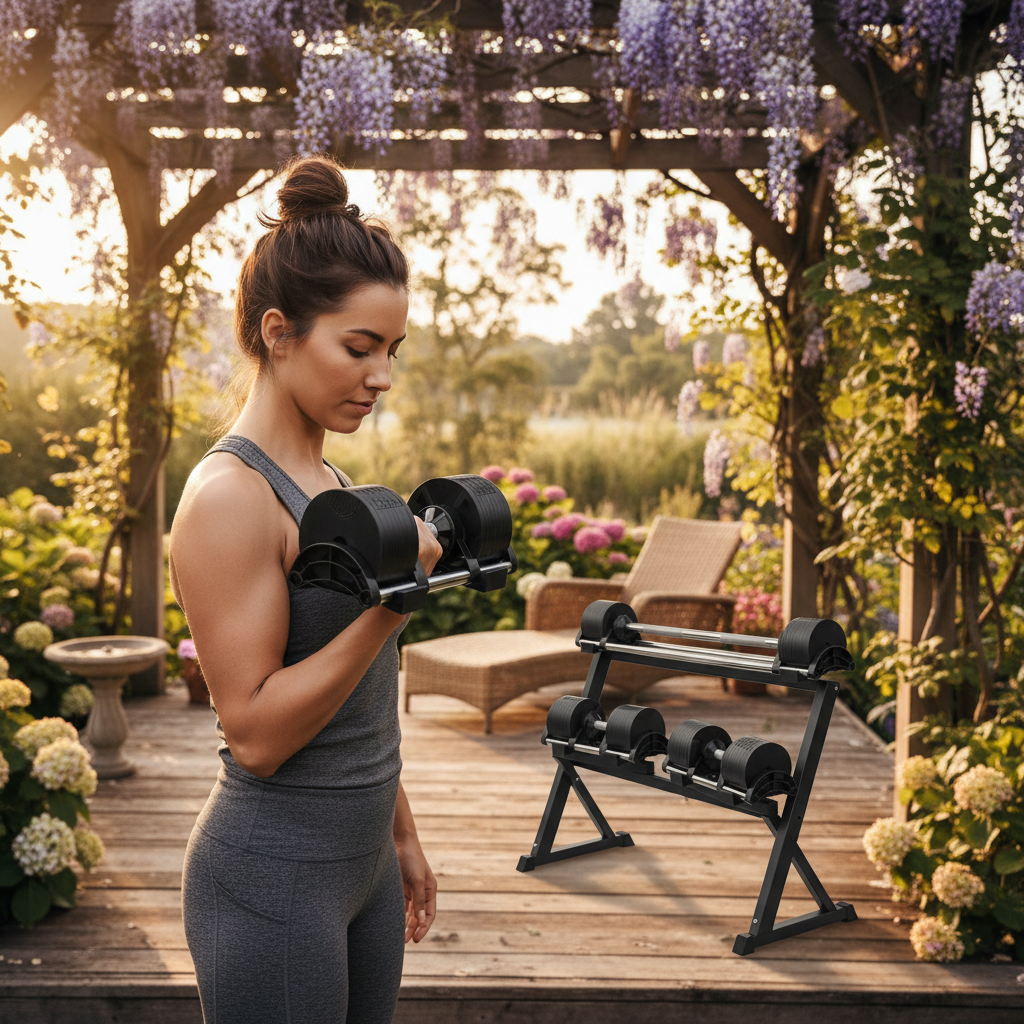 Premium Adjustable Barbell and Stand Set - Quick-Select Weight System with 33kg or 41kg Options for Home Strength Training