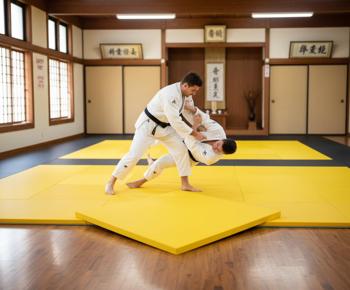 Premium Judo Mat 1m x 1m x 40mm with High Shock Absorption and Anti-Slip Base - High-Quality Professional Grade for Industrial and Commercial Appli...
