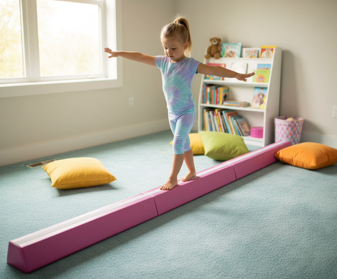 Premium Foldable Gymnastics Beam 8ft Long, 8cm Wide, 15cm High for Home and School Use