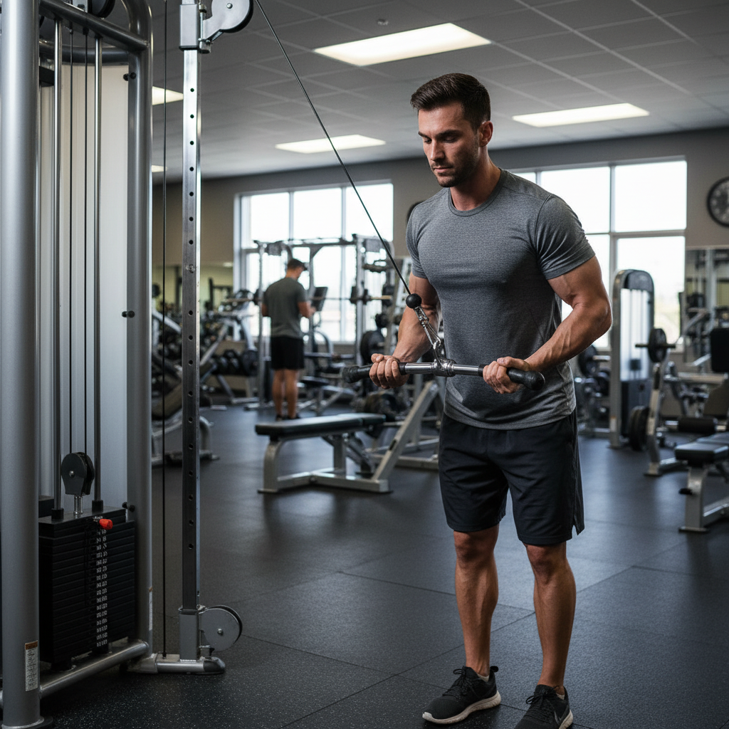 Premium Rotating Straight Bar Cable Attachment for Enhanced Performance - 50cm Length and 3cm Grip Diameter