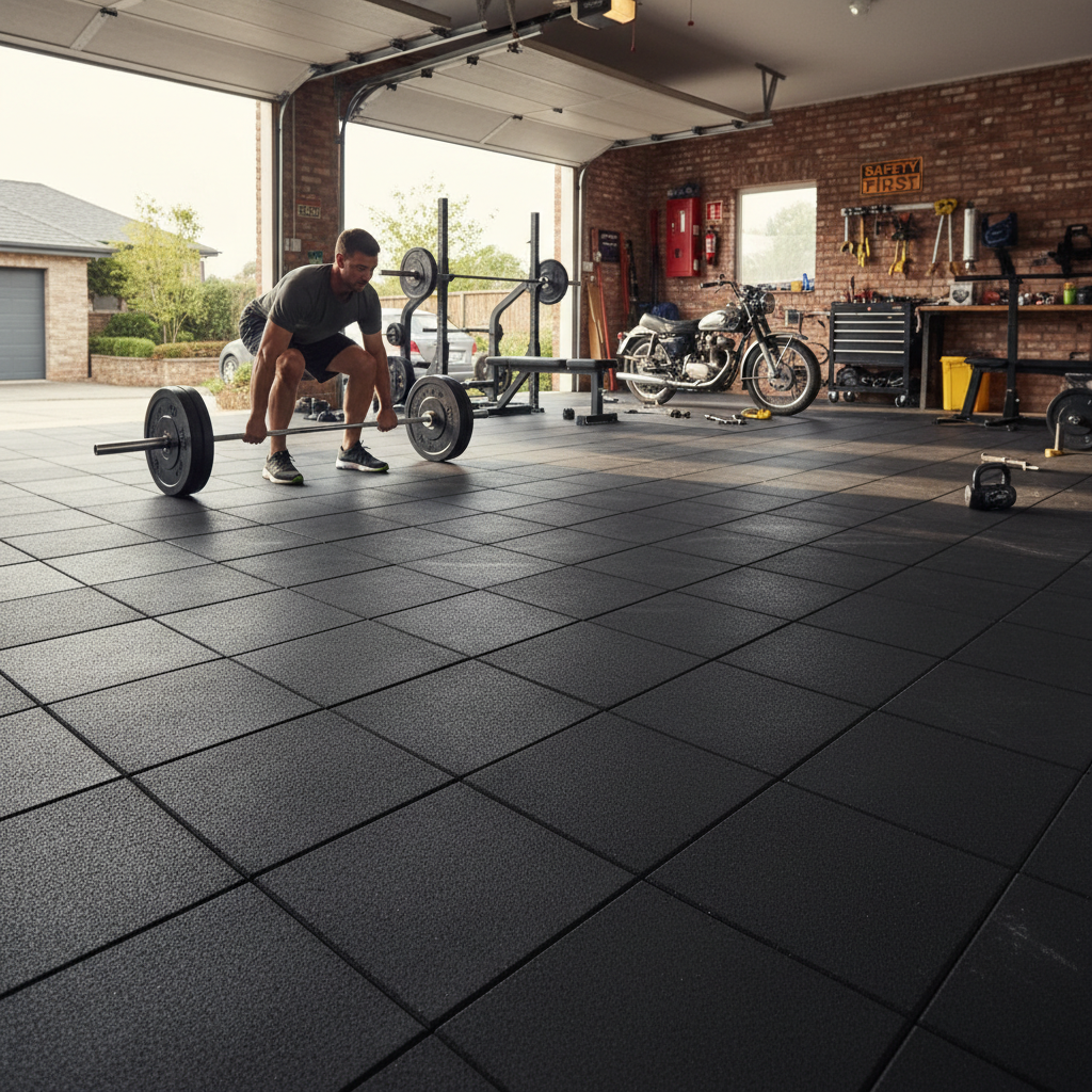 Premium Heavy Duty Rubber Gym Flooring Tiles - 20mm Thickness for Weightlifting and CrossFit Areas