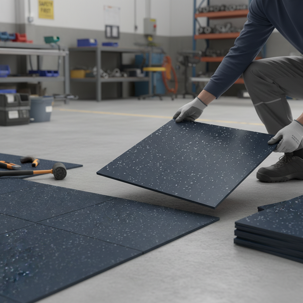 Premium Heavy Duty White Fleck Floor Mats 50cm x 50cm - 20mm Thick for Shock Absorption and Noise Reduction