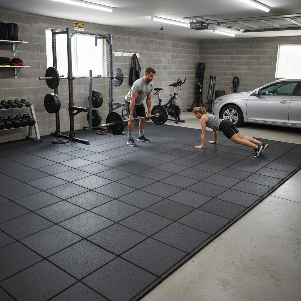 Premium Heavy Duty Solid Grey Garage Gym Flooring Set - 27m² of 20mm Tiles for Home Strength Zones
