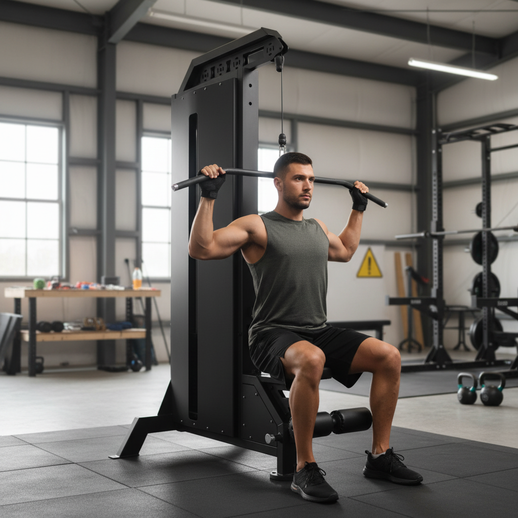 Professional Dual-Function Lat Pulldown and Low Row Machine with 100kg Weight Stack and Adjustable Knee Pad for Home and Commercial Gyms