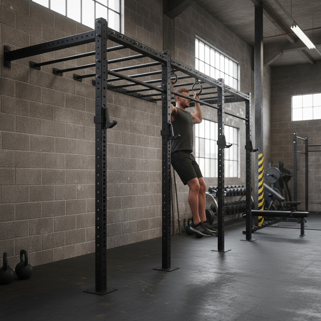 Professional Wall-Mounted Monkey Bar Rig for Functional Fitness - Modular Design with Multiple Lifting Bays and Durable Construction