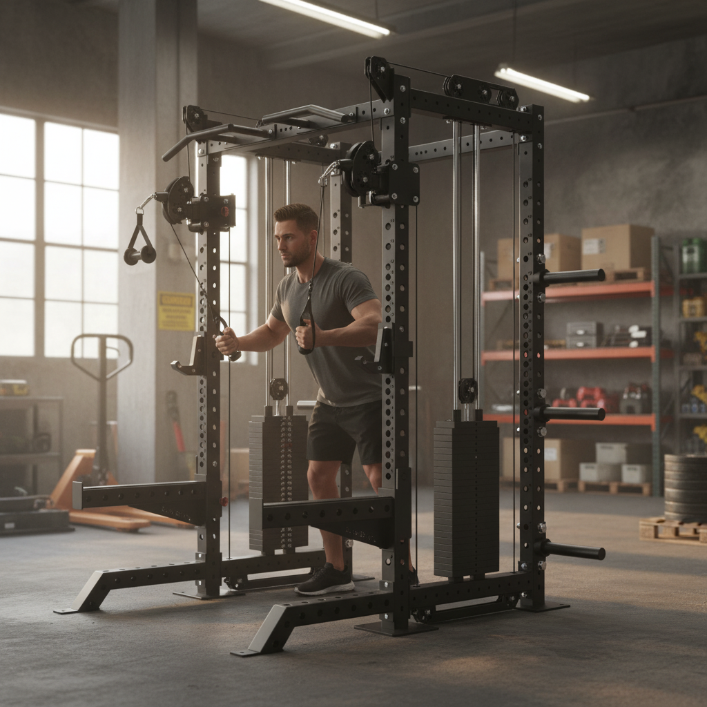 Premium Heavy Duty Garage Half Rack with Dual 120kg Weight Stacks for Compact Home Gyms and Low Ceilings