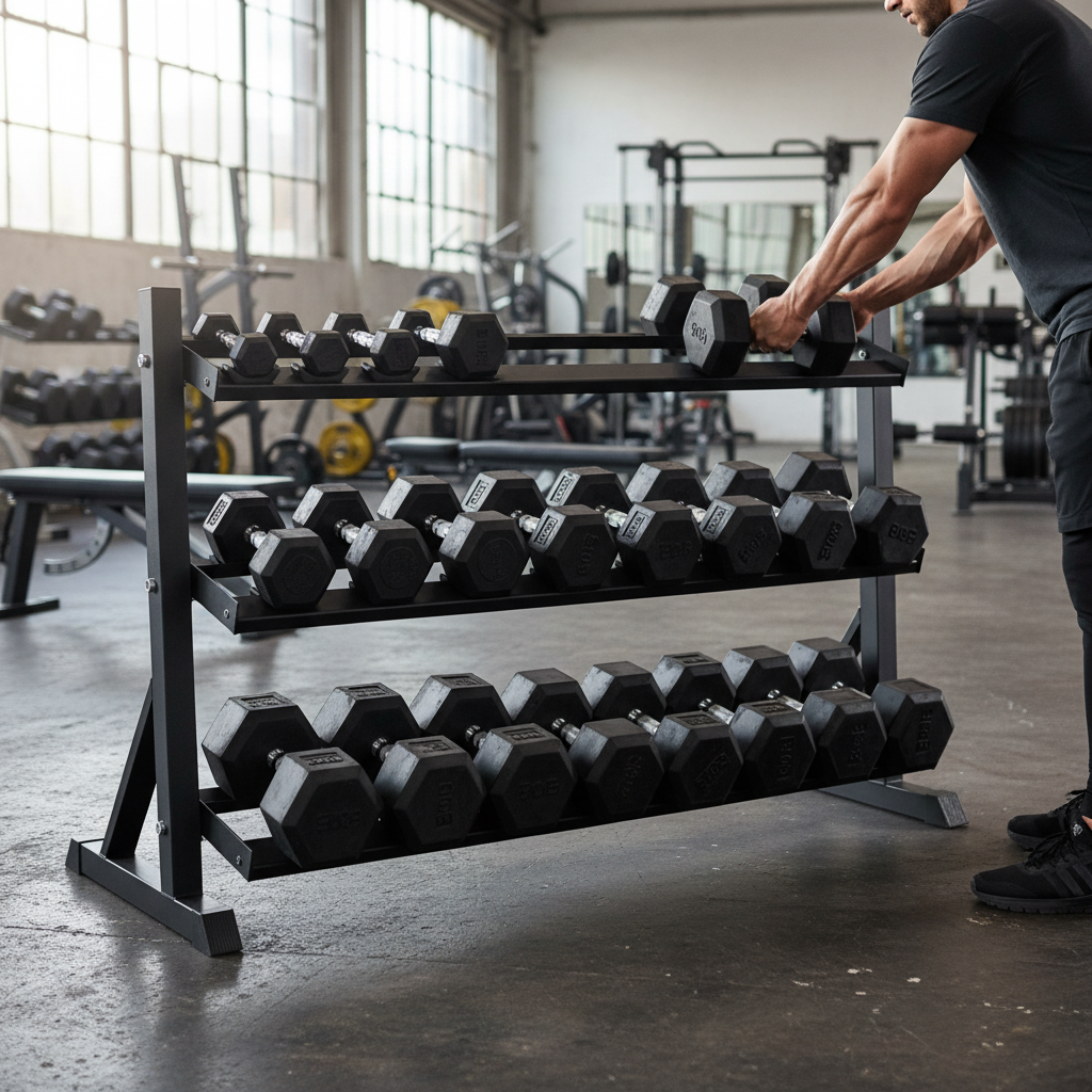 Heavy Duty 3 Tier Dumbbell Rack for 12 Pairs - Steel Construction with Powder Coating and Optimal Dimensions