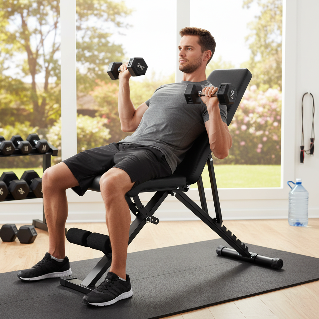 Premium Adjustable Workout Bench – Foldable Strength Training Bench with 6 Backrest Positions and 3 Seat Settings for Versatile Home Gym Use