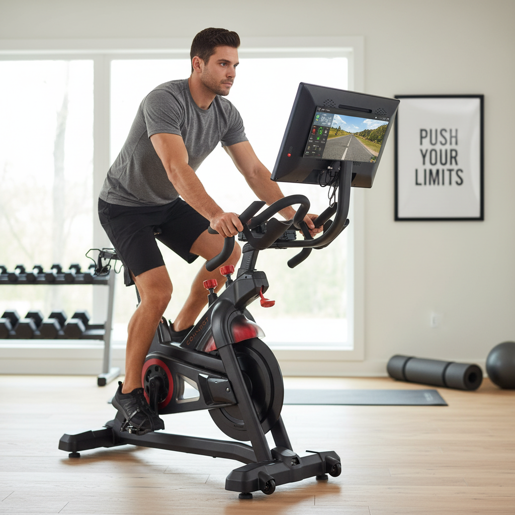 Premium Heavy Duty Commercial Smart Bike with 24" HD Touch Screen and 32 Levels of Resistance for Group Fitness Classes
