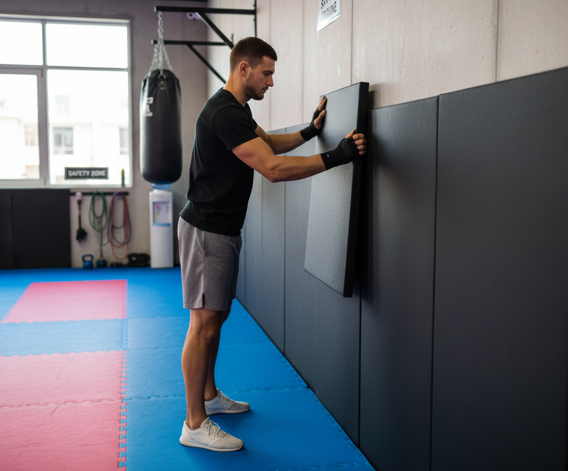Premium Wall Mats for MMA and BJJ - 1.2m x 0.61m x 50mm Thick Vinyl Covered Panels for Gym Walls