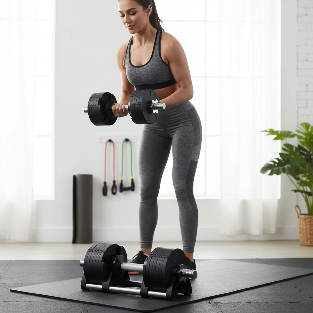 Premium 24kg Adjustable Dumbbells Pair - 12-in-1 Weight System with 2kg Increments for Home Fitness