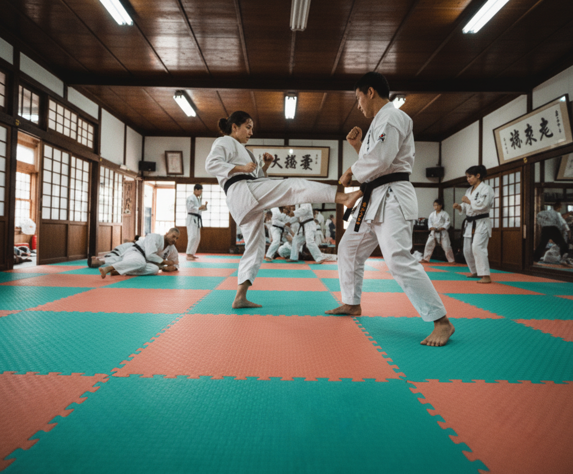 Premium 20mm Jigsaw Mats for Karate and Kickboxing - High Grip, Waterproof, Bi-Tone Design