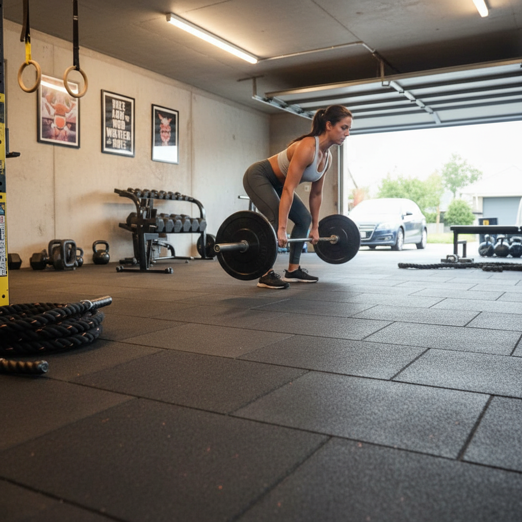 Premium Gym Rubber Flooring Mats Package - 52 Heavy Duty Tiles, 50cm x 50cm, 20mm, 30mm, 40mm Thickness for CrossFit and Weightlifting