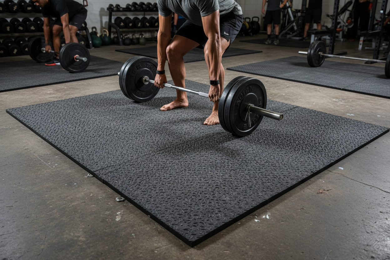 Premium Heavy Duty Weight Lifting Gym Mats 1.83m x 1.22m x 17mm - Textured Rubber for Stability and Durability