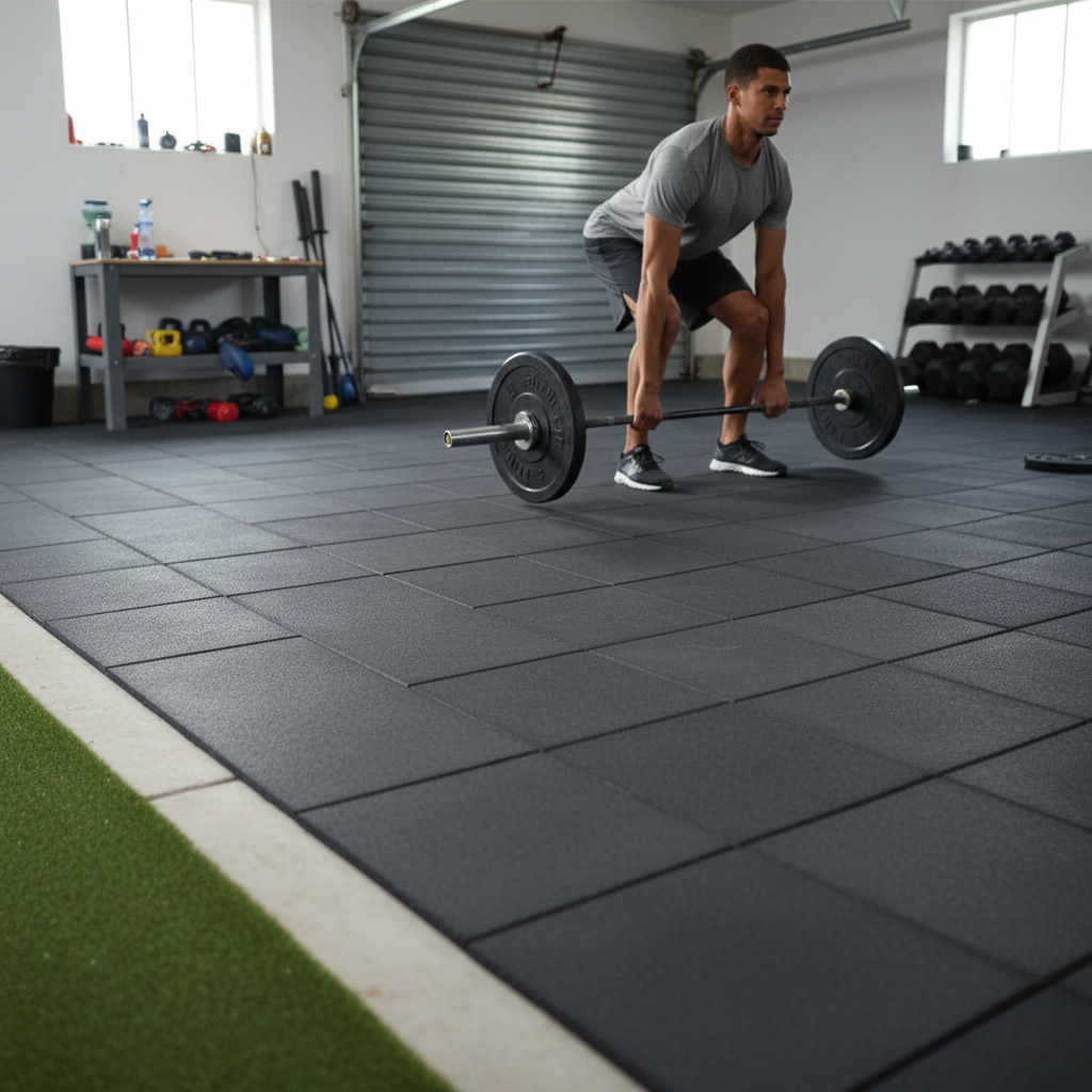 Professional Heavy Duty Rubber Gym Flooring Tiles - 20mm Thick, 100cm x 50cm, Ideal for Weightlifting and CrossFit Areas