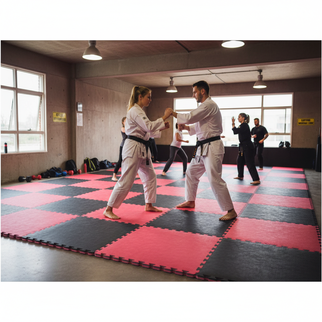 Premium 30mm Standard Red and Black Reversible Jigsaw Mats 1m x 1m - Heavy Duty for Versatile Use