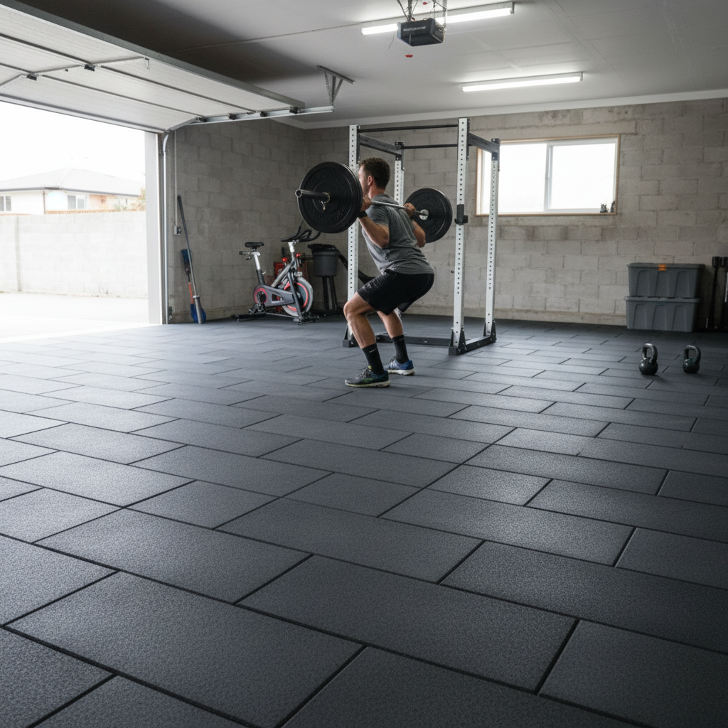 Professional Heavy Duty Rubber Gym Flooring Tiles - 20mm Thick, 100cm x 50cm, Ideal for Weightlifting and CrossFit Areas