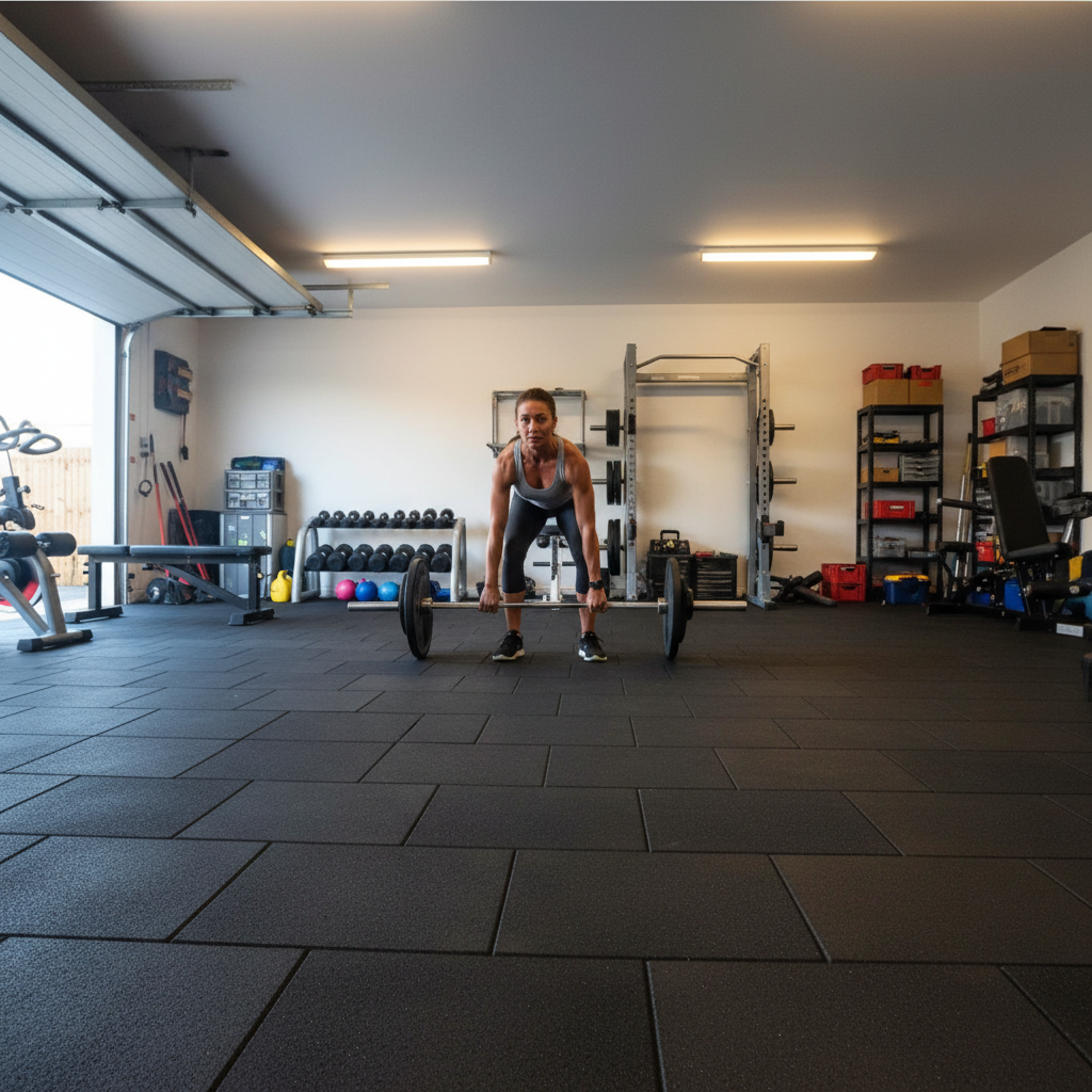 Premium 45m2 Triple Garage Package with High-Performance Gym Rubber Flooring Mats - Ideal for Fitness and Weightlifting