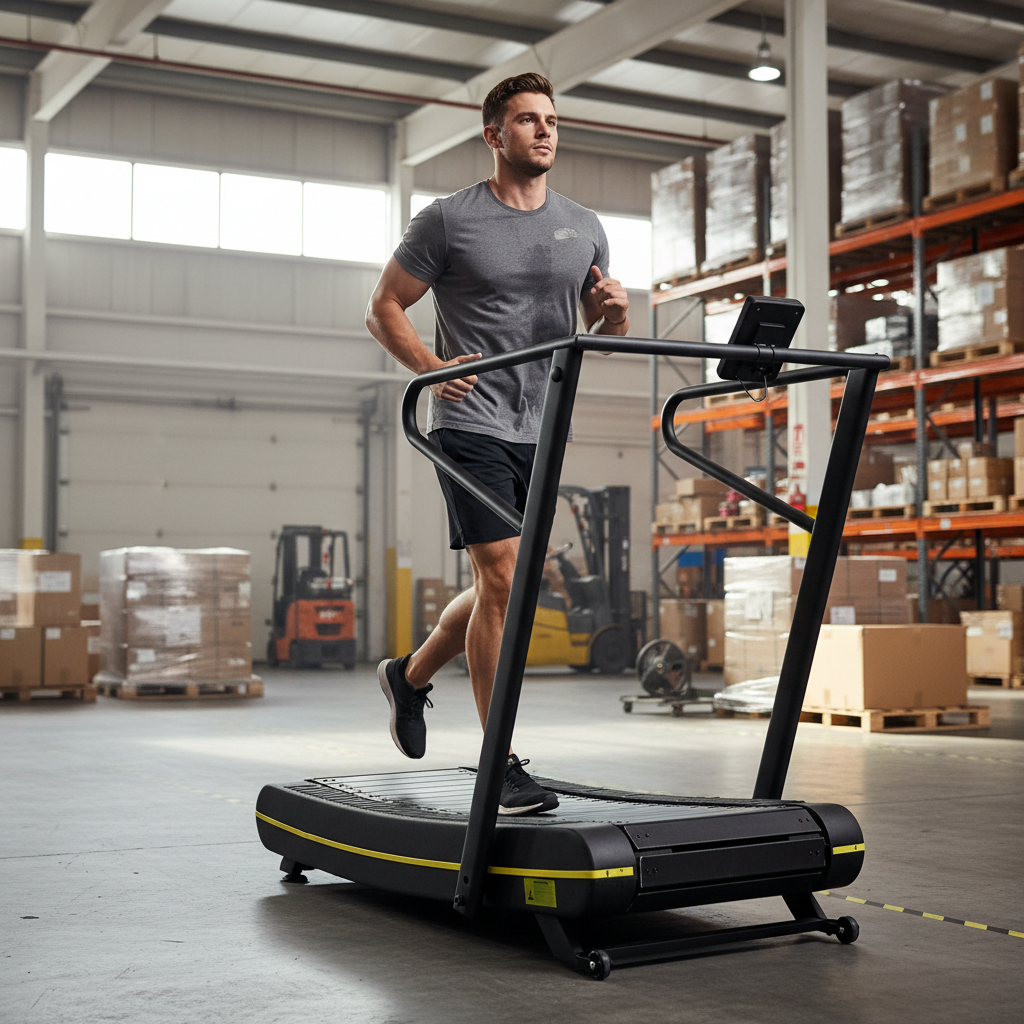Premium Curved Treadmill - Eco-Friendly Self-Powered Design with Shock-Absorbent Belt and Adjustable Resistance