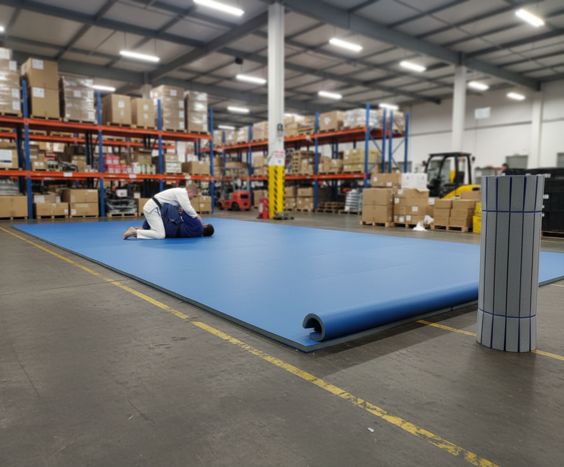 Premium Heavy Duty Roll Out Mats 6m x 1.5m x 40mm for BJJ and MMA with Velcro Fastening and Smooth Finish