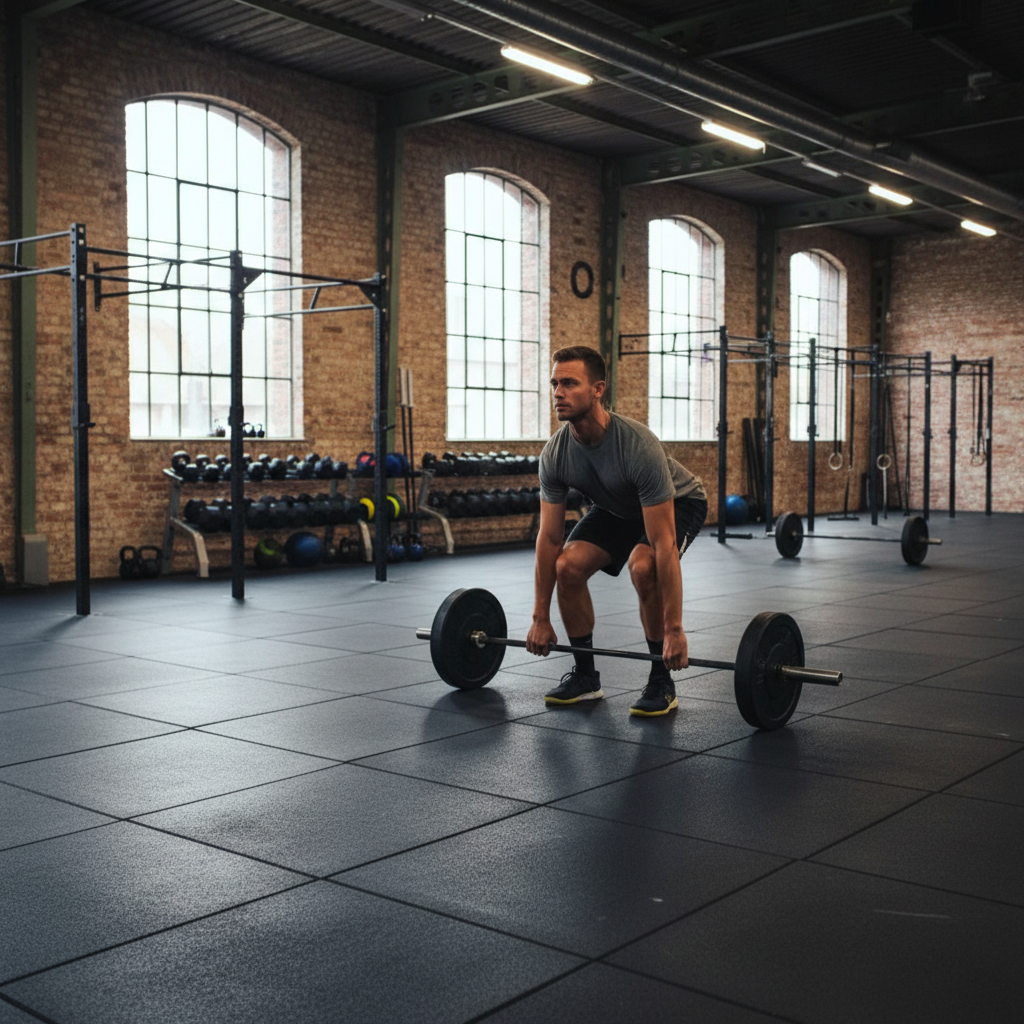 Premium Heavy Duty Garage Gym Flooring Set - 45m² Coverage with 20mm Thick Anti-Slip Rubber Tiles for Home and Commercial Use