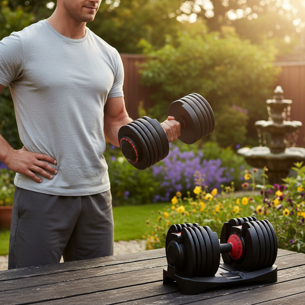 Professional 24kg Quick Dial Adjustable Dumbbells - 15 Weights in One Compact Design for Home Training