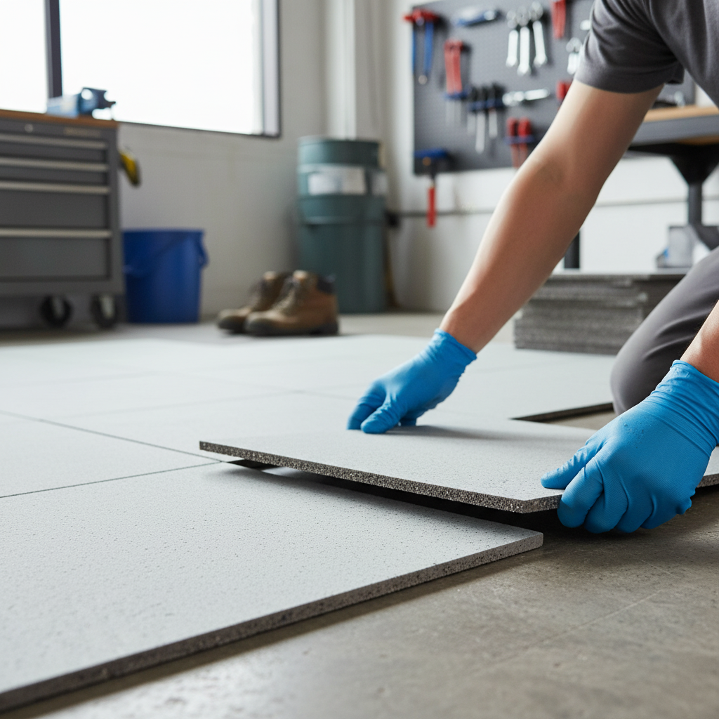 Premium Heavy Duty Snowflake Tile in Ultra Pale Grey - Self-Locking, 100% Recycled Rubber for Gym Flooring