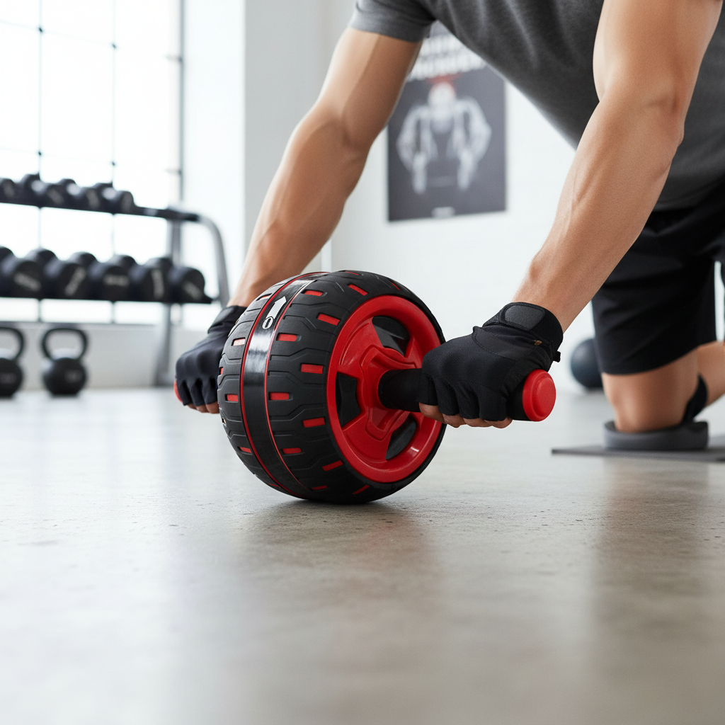 Premium Ab Exercise Roller Wheel with Ergonomic Handles and Spring-Loaded Mechanism for Core Strength Training