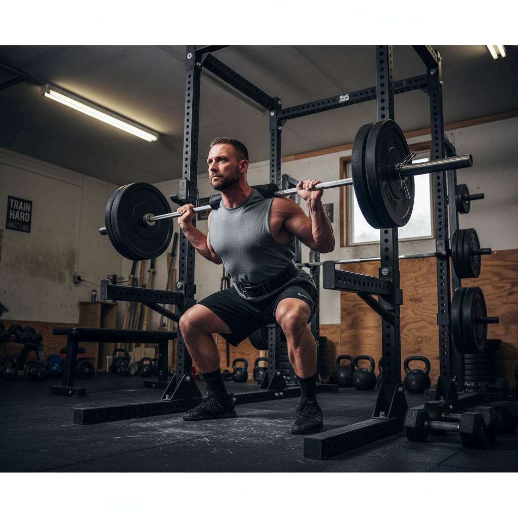 Heavy Duty 7ft Squat Barbell with Padded Shoulder and Neck Rests for Safe Weightlifting and Correct Form