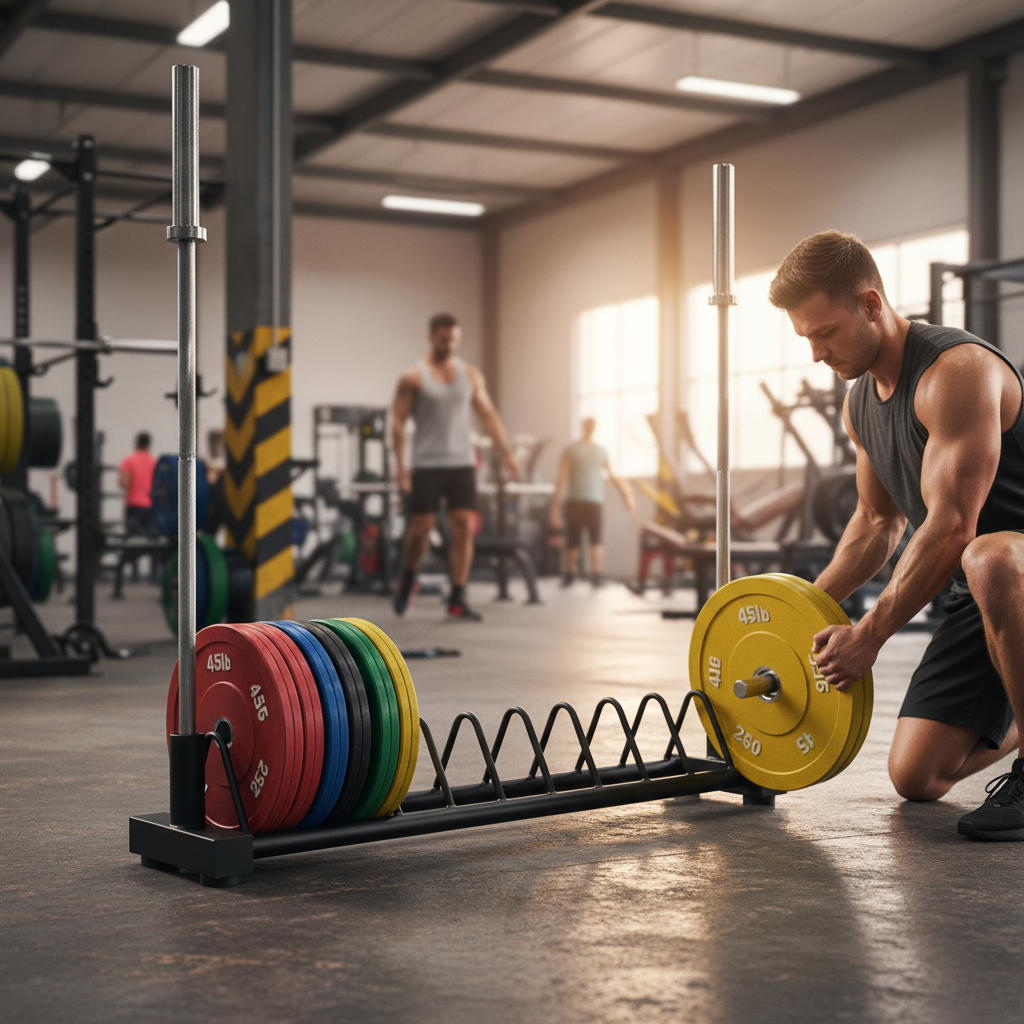 Premium Heavy Duty Horizontal Plate Rack and Barbell Stand for Efficient Weight Storage with Compact Design
