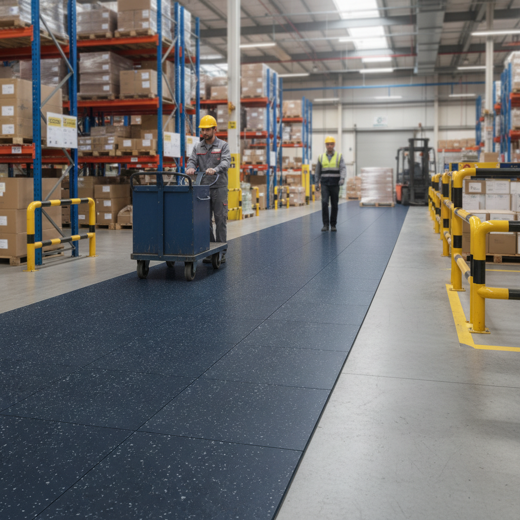 Premium Heavy Duty White Fleck Floor Mats 50cm x 50cm - 20mm Thick for Shock Absorption and Noise Reduction