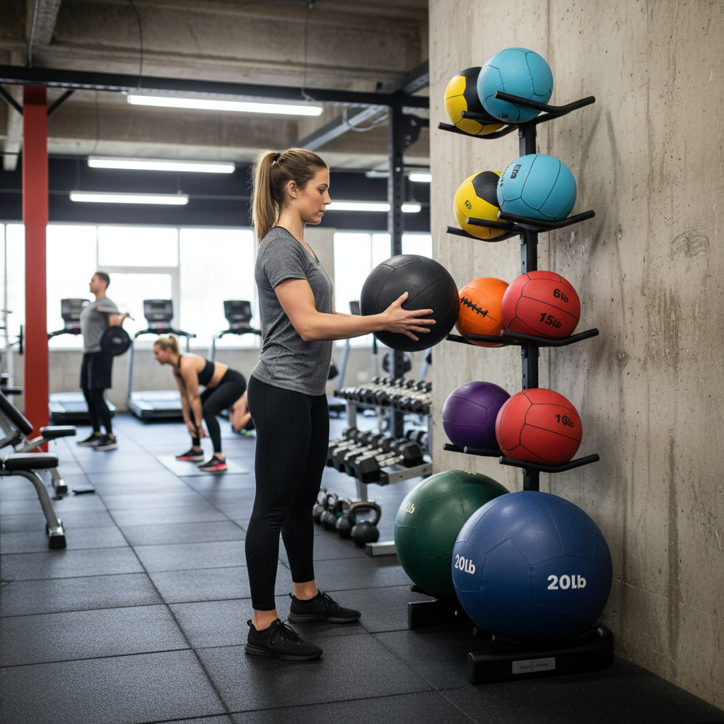 Durable Storage Rack for Up to 10 Medicine Wall Balls - Compact Construction with Dimensions of 170cm Height, 52cm Width, and 36cm Depth
