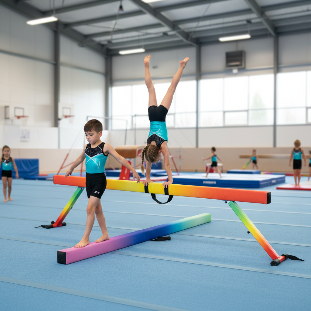 Premium 8ft Folding Gymnastics Beam with Handles - High-Quality Faux Suede and Solid Wood Construction for Clubs, Schools, and Home Use