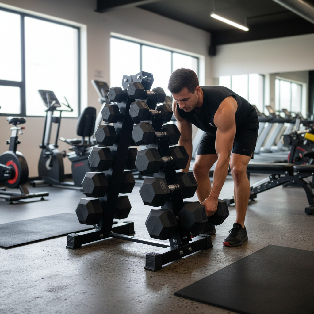 Professional Heavy Duty Dumbbell Tree Sets with Space-Saving Design and Rubber Hex Weights from 1kg to 25kg for Total Body Conditioning