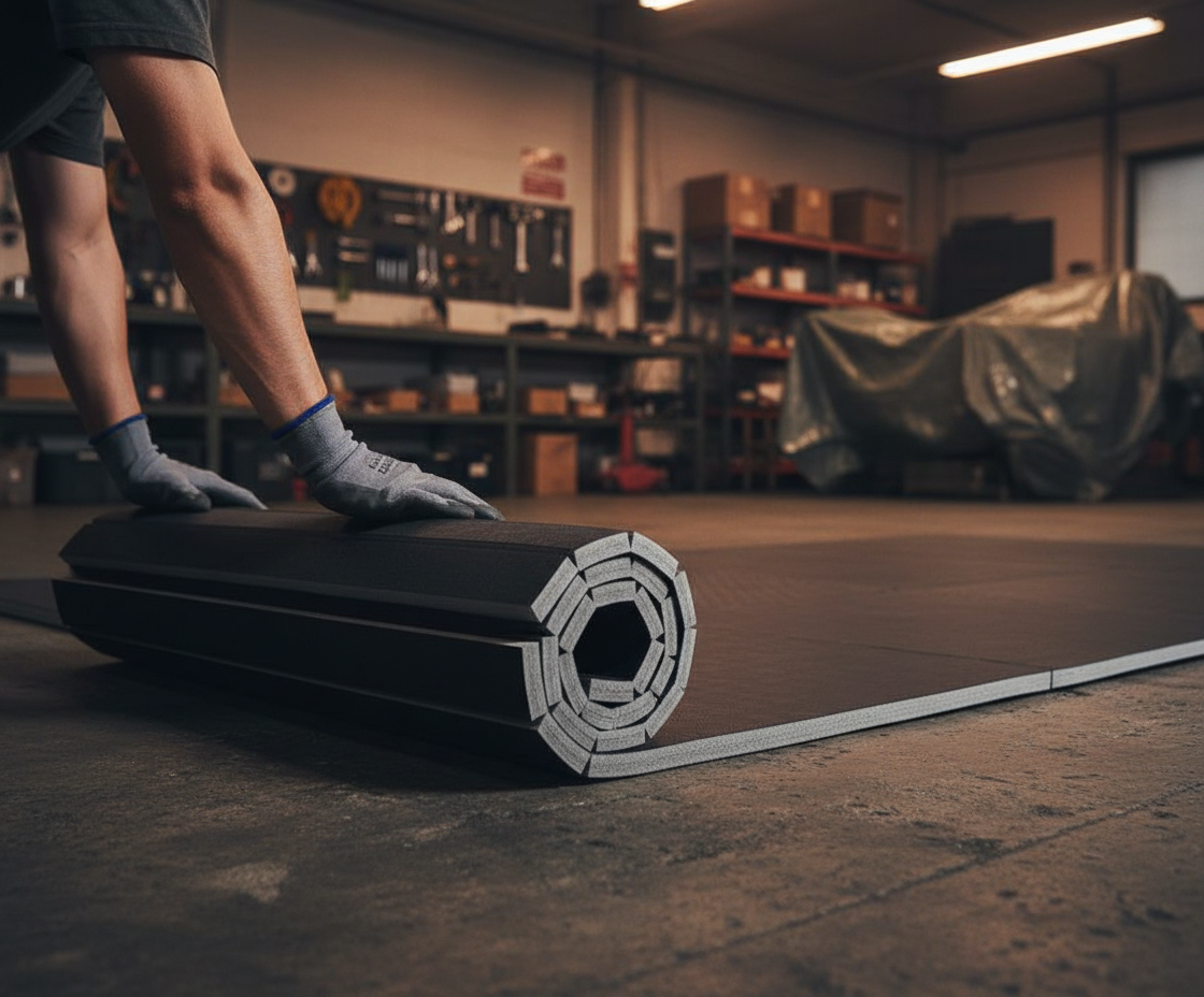 Premium 6m x 1.5m x 40mm Roll Out Mat with Velcro for MMA Flooring - High-Quality Professional Grade for Industrial and Commercial Applications