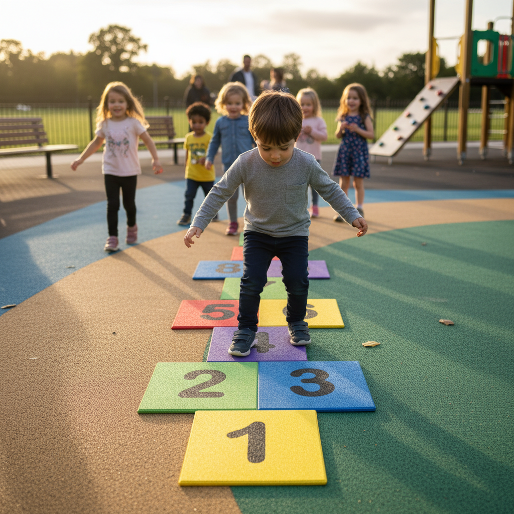Premium 50cm x 50cm x 30mm Rubber Playground Hopscotch Tiles with Durable EPDM Top Layer for Enhanced Safety